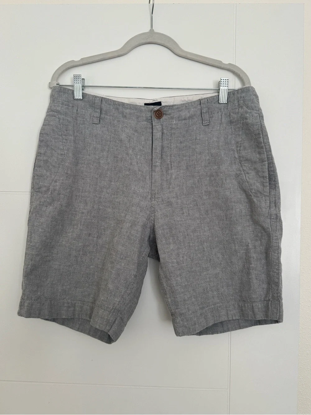 J.Crew Rivington Mens Flat Front Shorts Sz.34 /Gray Heather/Chino/linen Blend